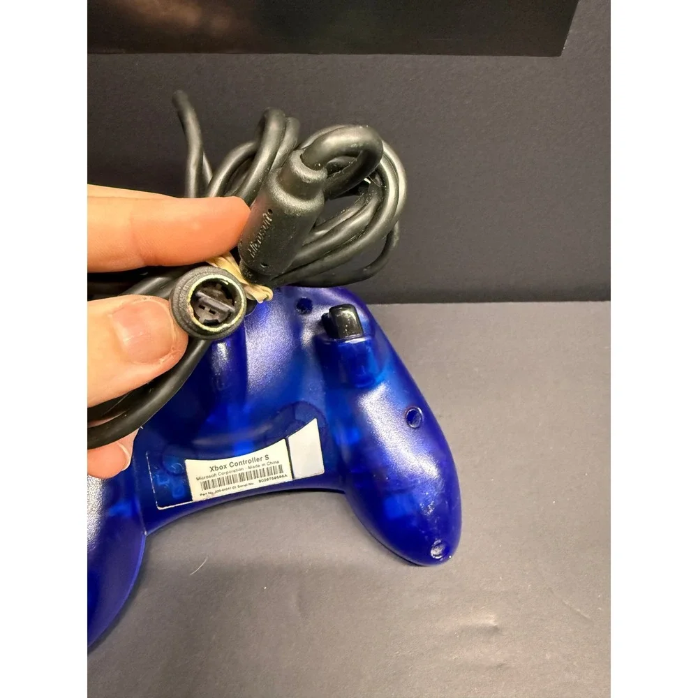 Microsoft Xbox Controller S Translucent Blue Wired Gamepad X09-64241-01 Original